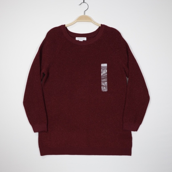 Liz Claiborne Women's Crew‎ Neck Long Sleeve Pullover Sweater Burgundy Size M - Picture 1 of 8